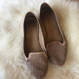 J. Crew perforated leather loafers in nude.